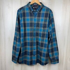 Duluth Untucked Alaskan Hardgear Blue Plaid Flannel Shirt Wool Blend Large Tall